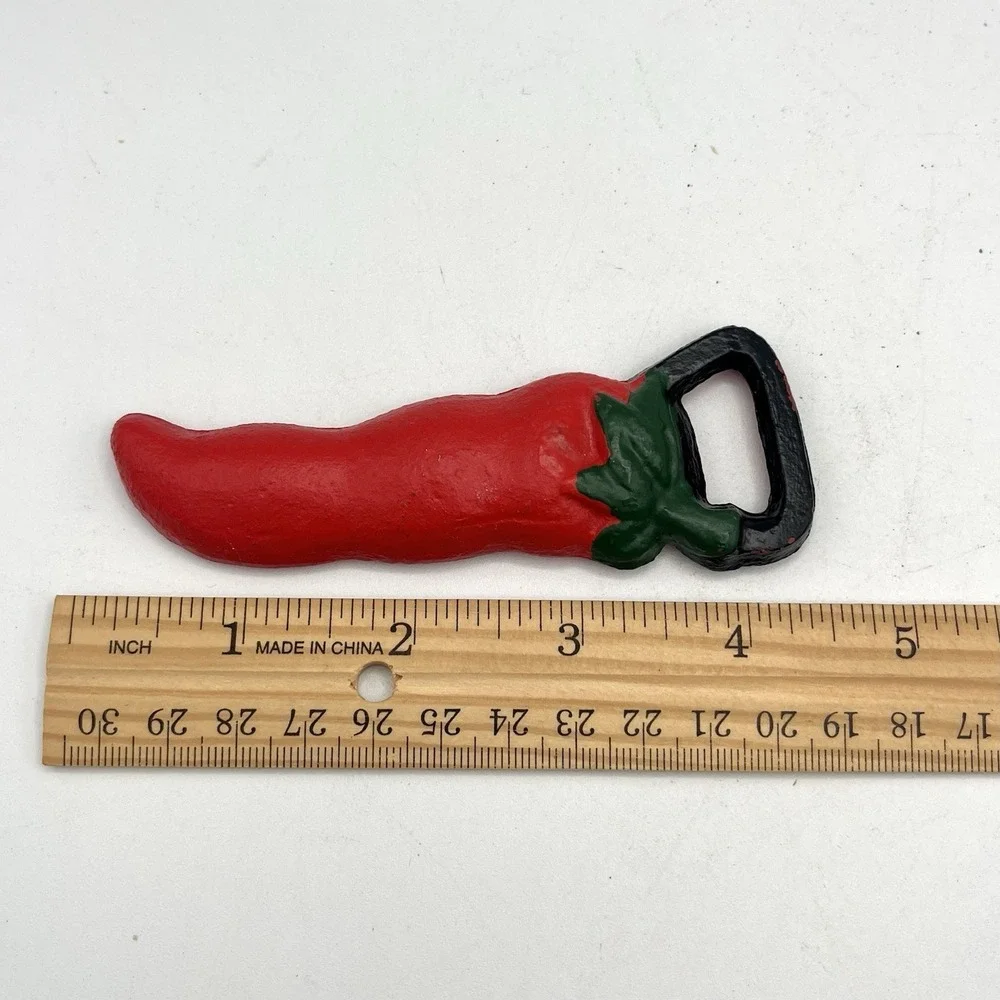Vintage Bottle Opener Cast Iron Red Chili Pepper Barware